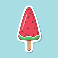 Ice cream sticker icon in flat style. Tasty dessert vector illustration on isolated background. Sweet eating sign business concept.