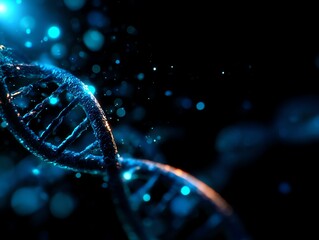 A glowing double helix structure, symbolizing genetic research and biotechnology advancements.