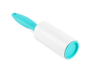 One sticky lint roller isolated on white