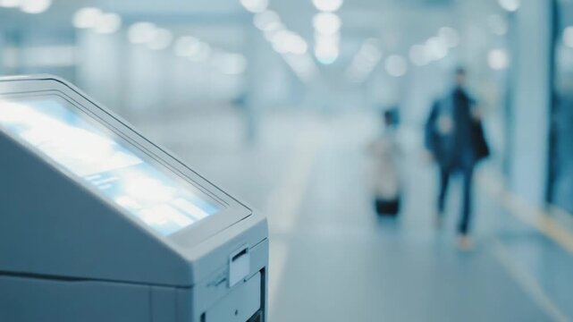 Biometric passport control machine.	
