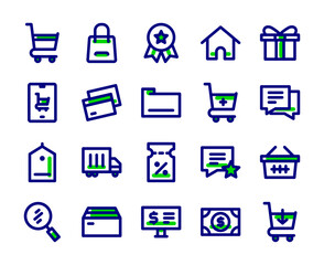 Online Shopping with Colored Icon Style