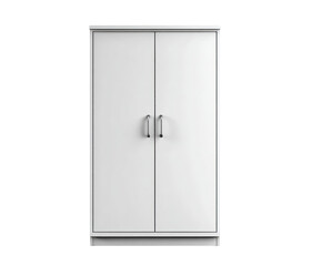 Modern white twodoor cabinet with sleek silver handles, isolated on transparent background