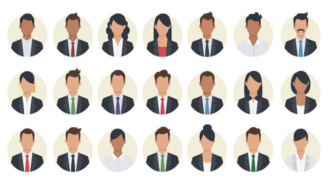 Diverse Business People Avatars Set: Professional User Profile Icons