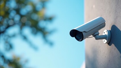 Security Camera Mounted On Building Exterior