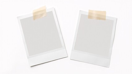 Two Blank Instant Photos Taped on Wall