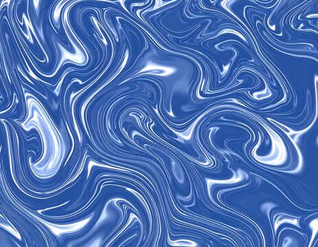 Abstract swirling blue and white marbled design background