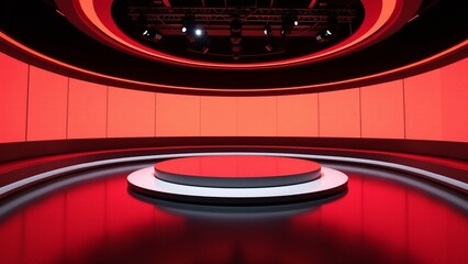 Red Modern Studio, Empty Stage Platform