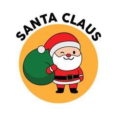 cute santa claus icon for christmas greeting banner