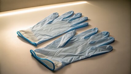 Clean medical gloves isolated on a white surface with dramatic lighting