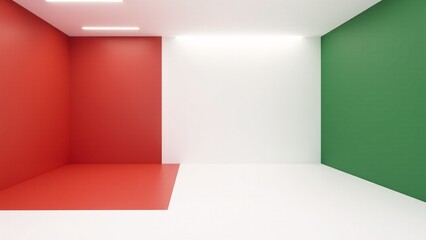 Empty Room With Red, White, Green Walls
