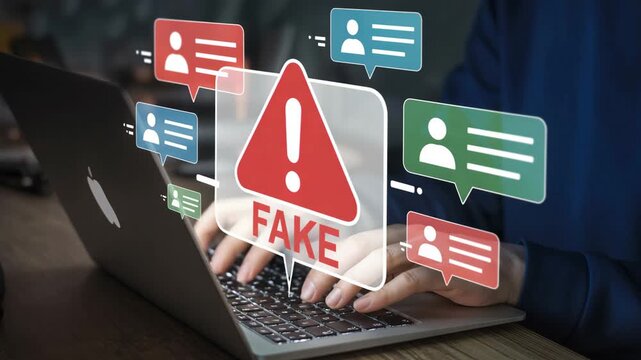 Fake Alert: A person navigates the complex world of digital misinformation.