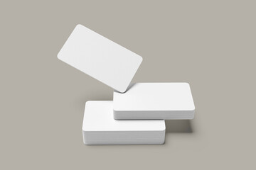 Realistic Business Card Mockups on white 3D rendering