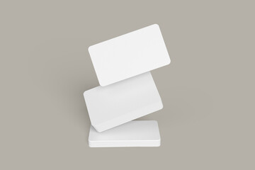 Realistic Business Card Mockups on white 3D rendering