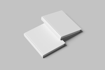Realistic Book Cover Mockups on white 3D rendering