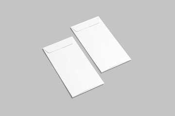 Realistic DL Envelope Mockups on white 3D rendering