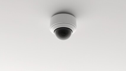 Dome Security Camera On White Ceiling
