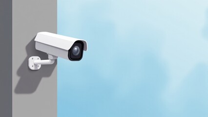 Security Camera Mounted on Grey Wall