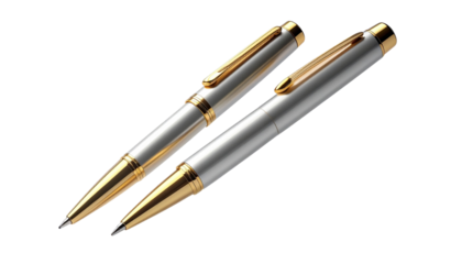 Pair of modern designer pens isolated on transparent background