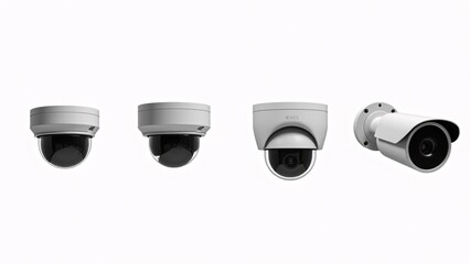 Four Security Cameras Isolated On White