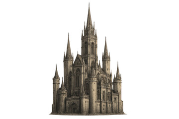 Fototapeta premium Gothic castle architecture design with transparent background