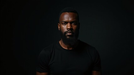 Headshot Portrait Of Black Bearded Man