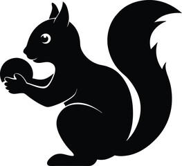 Image Description

Cute cartoon animal illustration of a squirrel eating a nut, with a black silhouette design and wildlife nature vector outline