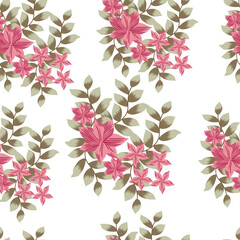 Print Floral  repeating seamless pattern textured  white background vector Bunch of colorful flowers modern simple wallpaper, tile , wallpaper, fabric, textile, cards, covers ,banners ,branding .
