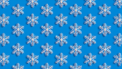 3D Paper Cut Snowflake Pattern on Vibrant Blue Background &ndash; Premium Winter Design for Gift Wrapping, Packaging & Holiday Marketing