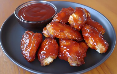 Delicious BBQ Chicken Wings with Sauce on Plate