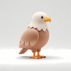 Cute 3D bald eagle. Adorable cartoon character of a bird of prey.
