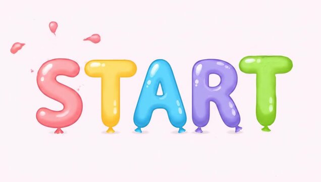 Animated Balloon Letters 'S' and 'T' Appearing on a Soft Pink Background