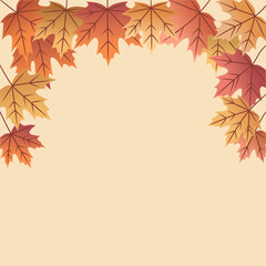 Decorative border design made of autumn leaves with warm tones, ideal for greeting cards, promotional banners, and autumn-themed design projects.