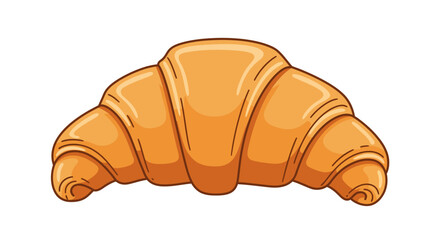 A goldenbrown curved cartoon croissant with a shiny surface  visible layers