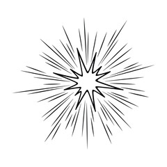 Obraz premium Black starburst explosion lines on white background comic book style manga