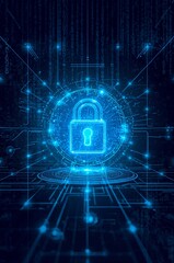 Digital Cybersecurity Lock and Data Protection Concept