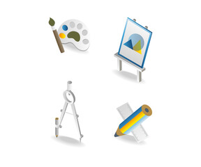 Illustration bundle about education and creative industries