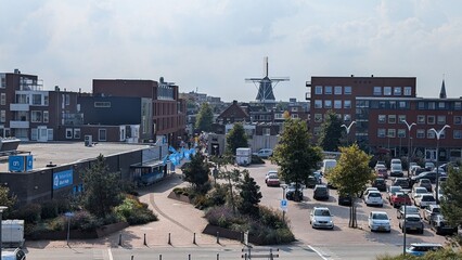 Obraz premium City of Delfzijl with Molen Adam in the background, Netherlands