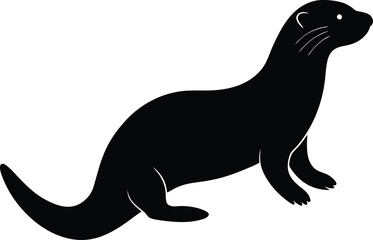 Black vector illustration silhouette of a polar bear, cub, and lion representing wild animal mammal design icon outline