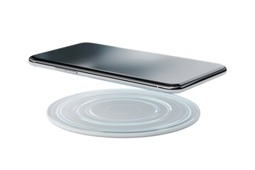 Sleek modern smartphone wirelessly charging on a glowing circular pad for ultimate convenience