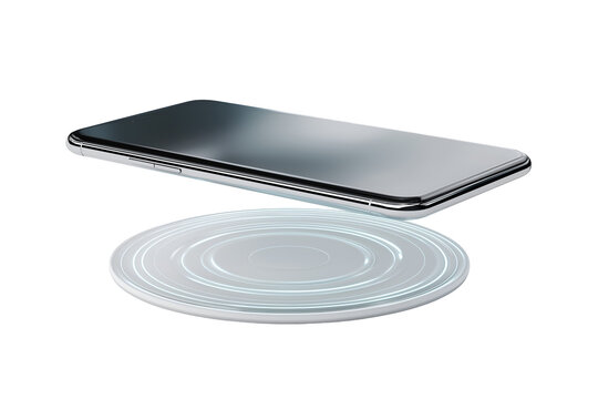 Sleek modern smartphone wirelessly charging on a glowing circular pad for ultimate convenience