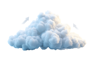 Dynamic cloud formation with rising arrows symbolizing growth and progress for business concepts