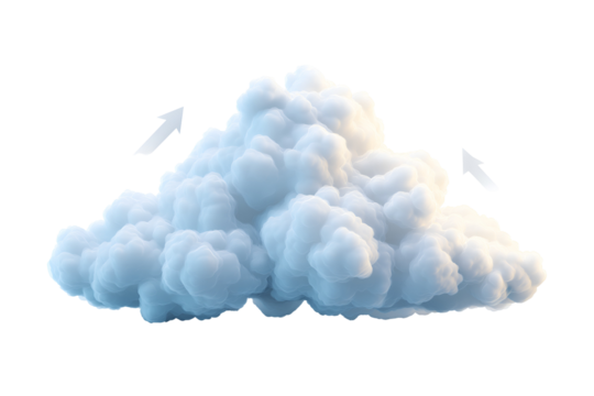 Dynamic cloud formation with rising arrows symbolizing growth and progress for business concepts