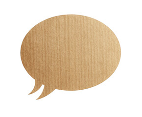 Blank cardboard speech bubble, isolated on transparent background
