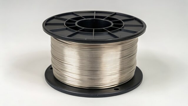 Close up of metal wire spool for industrial and craft applications