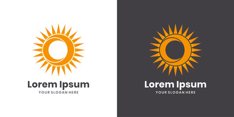 Sun logo design with orange sun rays