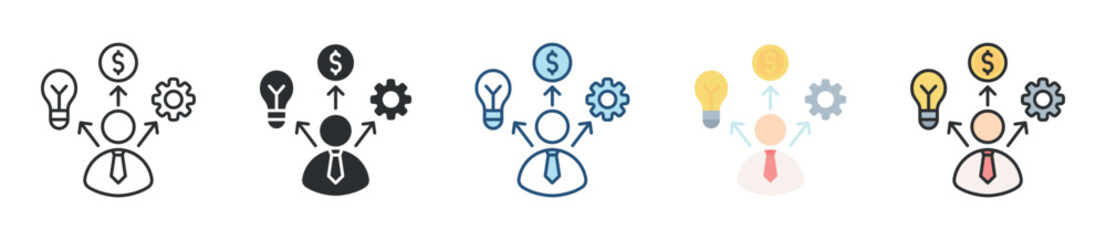 Fototapeta premium Entrepreneurship Icon Set Multiple Style Collection