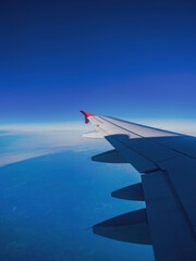 Fototapeta premium view from airplane window on landscape