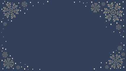 Snowflake border vector on blue background, creating a festive winter season frame for christmas and holiday greeting cards