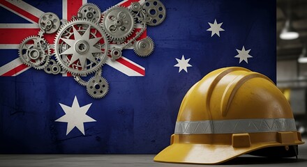 Australian Labour Day Celebrating the Workforce with Industrial Symbolism and National Pride