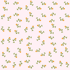 Cute Orange Flowers Seamless Pattern.